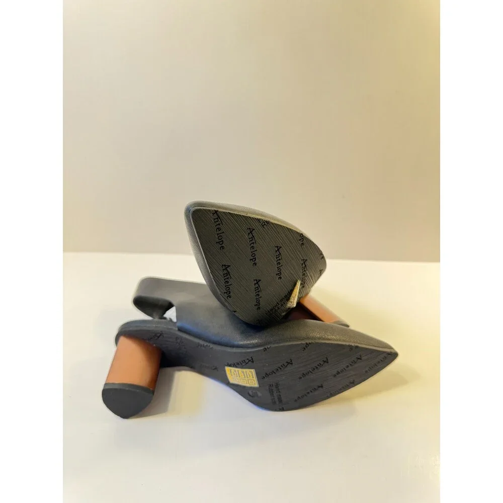 Antelope Womens Hedda Slingback Boots V Cut Black Leather US EU 38, US 7.5